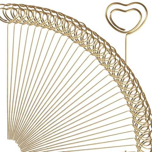 H&W 50pcs 4.7''L Golden Heart Ring Loop Round Shape DIY Craft Wire Clip