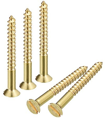 sourcing map Latón Madera Tornillos, 50uds M3 x 30mm Ranurado Accionamiento Plano Cabeza Autorroscante Tornillo Avellanado para Carpintería Muebles