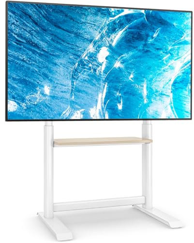 TVON Support TV sur Pied pour Téléviseur de 60-86 Pouce Ecran LED LCD Plasma,Hauteur Réglable Pied TV Haut Support Télé avec Étagère Jusqu 'à 68 kg, Max. VESA 800x600mm,Blanc