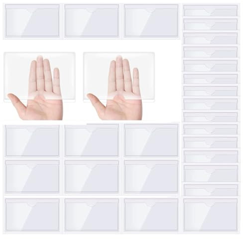 30 Stück Transparent Scheckkartenhülle Selbstklebend, Wasserfest Kartenhülle Etiketten Halter, Visitenkartenhüllen Kleben Sichthüllen in 18 Größen, für Büro Organisieren und Sortiere(Size:11.5*11CM)