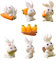 KEELYY 7 figuras de conejo, decoración de Pascua, resina, conejo de Pascua, figuras de conejo, micropaisaje, escultura de conejo, casa de muñecas, resina, primavera, festival, fiesta, decoración de