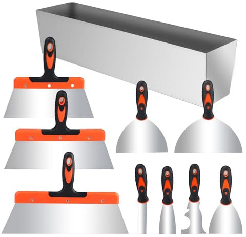 Espátulas Pladur de Acero Inoxidable de 10 piezas, Juego de Espátulas Masilla, Herramientas para Pladur, Espátulas para Pintura Cuchillos de Masilla, Espátula de Juntas, 1,5/3/4/6/8/10/12/14 Pulgadas