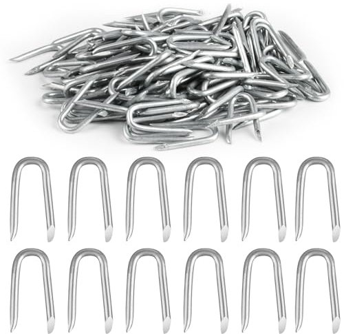 120 Stück U Krampen U Nägel, Stahlkrampen, Verzinkte U Klammer Nagel, Zaunklammern Krampennägel, Zaun Draht Befestigungsnägel für Unkrautvlies Garten Staketenzaun Maschendrahtzaun U Staples