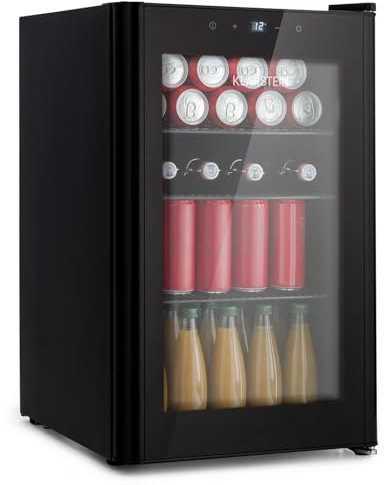 Mini réfrigérateur Klarstein Beercave avec porte vitrée & LED, mini réfrigérateur pour la chambre, réfrigérateur à boissons avec 3 clayettes, petit réfrigérateur 70 L, réfrigérateur intérieur