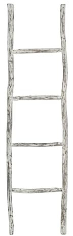 Biscottini Escabeau porte-serviettes de bain 130 x 4 x 33 cm - Escalier décoratif en bois - Escalier porte-serviettes en bambou - Porte-serviettes mural en métal