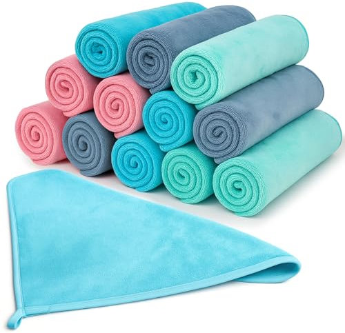 Delento Mikrofasertücher 12er Pack, Allzwecktücher Putztücher Wiederverwendbare Reinigungstücher 30x30cm Putzlappen Trockentuch Reinigungstuch für Küche, Haushalt, Geschirr, Fenster, Auto