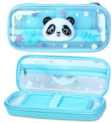Hap Tim Astuccio per matite per bambini, bambine e ragazzi, grande astuccio per matite, parte superiore in PVC resistente, fondo in PU ed EVA, organizer per cancelleria per scuola e ufficio.(PC-PA)