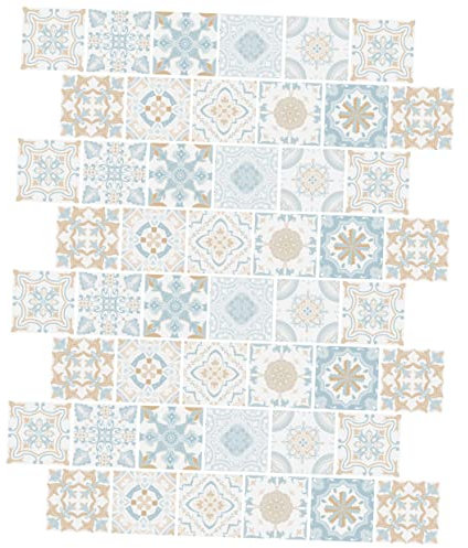 SHINEOFI 48piezas Pegatinas Para Azulejos Resistentes Al Aceite y Suciedad Para Cocina Pared Suelo Calcomanías Autoadhesivas Vintage Fáciles De Despegar y Pegar De Stickers Para Pared
