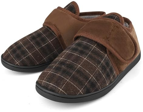 TIESTRA Zapatos Anchos para Hombres Cálidos Zapatillas Diabéticas Memoria Suela de Espuma Zapatillas de Fieltro para Hombres