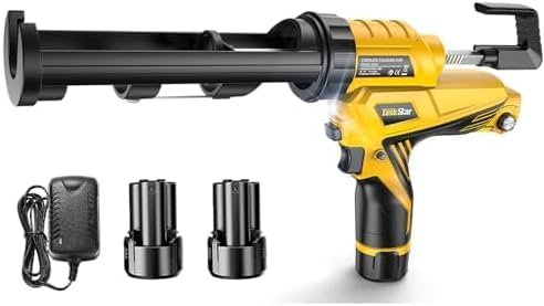 Taskstar Pistola Silicona Eléctrica con Batería de 2.0Ah, 12V Pistola Silicona Profesional con LED, 6 Velocidades, 4000N, 300ml/10Oz Pistola de Cartucho Profesional para Sellar e Impermeabilizar