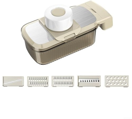 Picadora y rebanadora de alimentos 5 en 1 para una preparación eficiente de verduras y frutas (caqui)