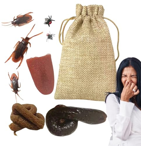 Générique Kit de Farces | 10 Pièces Fausses Crottes et Cafards - Accessoires Inédits Gags Pratiques Fous Rires Crotte Factice Cafards Faux pour Poisson d'Avril Halloween