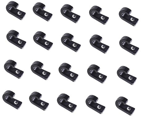 BIUDECO Boucles Plastiques pour Canoë-Kayak 20 Pièces, Boucles Élastiques Résistantes, Fixation Amarrage Solide en Plastique Noir, Accessoires Barque pour Navigation de Plaisance et Pêche