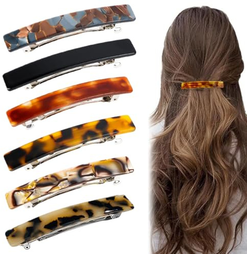 6 Pezzi Fermagli per Capelli Automatici Vintage Fermagli Grandi Fermagli per Capelli Bambina per Donne Ragazze con Capelli Fini e Folti