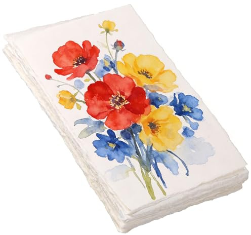 25 Sheets Deckled Edge Papers, 4 x 6in Watercolour Paper 300 GSM Textured Cotton Handmade Paper Water Colour Papers for Painting Arts, Crafts, Writing Cards, Sketching, Watercolors Invitations, White