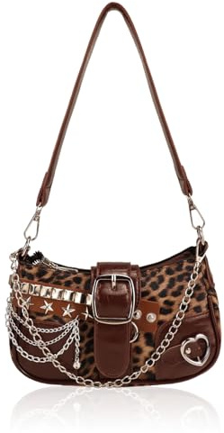 AfitLulu Pequeño bolso bandolera para mujer vaquero con cadena de mano y correa de hombro extraíble, pequeño Y2k Fashion bolso de antebrazo Hobo Bag con cremallera, 24.5*6.5*15cm