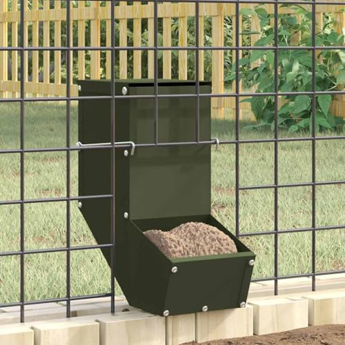LoogCape kaninfoder oliv grön 12,5 x 26 x 28,5 cm, väderbeständig, hållbar för inomhus- och utomhusbruk med monteringssats