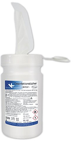 KK Desinfektionstücher | JUMBO Tücher in praktischer Spenderdose | 200 Tücher | Reinigungstücher | Flächendesinfektion | Duftsorte Lemon |
