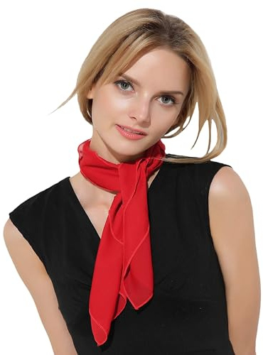 Fairycece Red Chiffon Scarf 26x26 Sheer Square Bandana Neck Hair