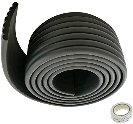 TUKA universellt skydd 200 cm x 80 mm, multifunktionell anti-kollisionsskum för dina barn och spädbarns säkerhet, extra tjock yta eller kantskyddsremsa, svart, TKD7002-black