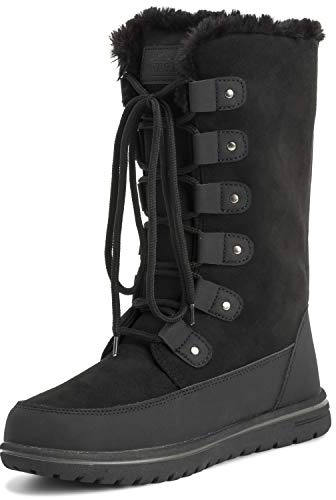 Polar Boot Femmes Grand Durable Fausse Fourrure Hiver Pluie Neige Imperméable De Plein Air Veau Bottes - 5 - BLK38 AYC0530