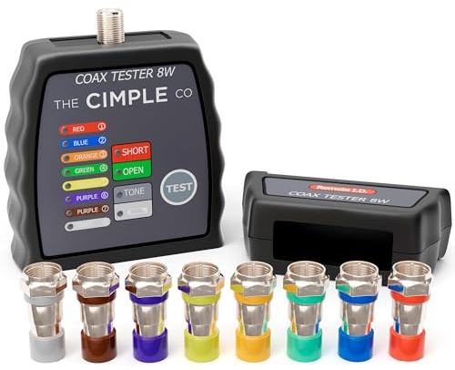 THE CIMPLE CO Coax Cable Tester, Tracer, and Toner - 8-Port Coaxial Cable Mapper and Locator with Color-Coded Remotes - Wire Tracer and Continuity Tester for Up to 8 Locations - 8 Ports, Black