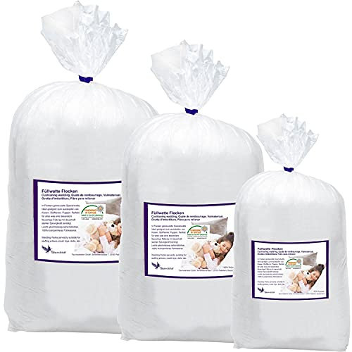 Traumreiter Füllwatte 3kg mit Extra Power I silikonisierte Flauschige Faserbällchen I Kissen Füllung 95° waschbar + Trockner I 100% Polyester Watte basteln Kissenfüllung Füllmaterial Füllstoff