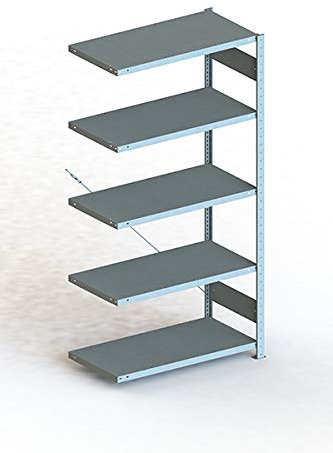 Meta Anbauregal - Zum Ausbau eines Lagerregales - 5 Böden - Farbe Silber - 200 x 100 cm - 50 cm tief