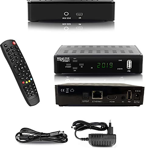 LEYF HD-Line IPTV Box Plus/Full HD 1080p/Lecteur Multimédia/Smart TV/Internet/Xtream (HDMI, 2X USB 2.0, Ethernet, AV, Audio) + Câble HDMI, Compatible H.264 - H.265, Youtube, Web TV