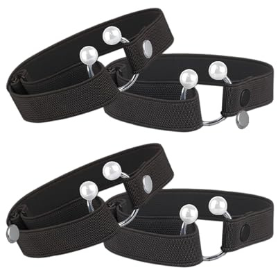 2 Pairs Womens Detachable Elastic Shoe Strap Belt Anti-Slip Shoe Ankle Straps Bands with Artificial Pearl Decoration for Holding Loose High Heels Pumps(Black)