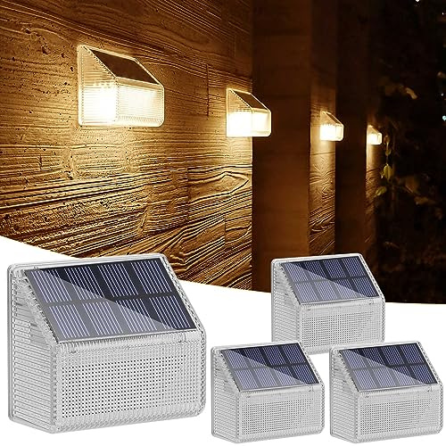 Lacasa 4-Delars Sollampor Vägglampor Utomhus 50LM Varmvit LED-Sollampor Utomhus, IP68 Vattentåliga Sollampor För Trädgårdsstaket, Vägg Och Patio