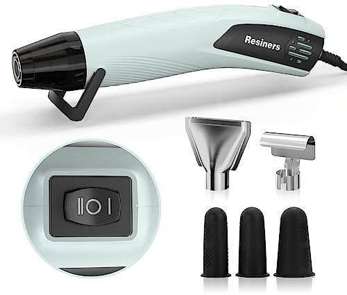 Resiners Heat Gun for Resin, 350W Fast Heating Dual Temp Heat Gun (482°F~662°F) with 3 Nozzles & 3 Silicone Covers, 4.9Ft Long Heat Gun for Bubble Remove,Vinyl Shrink Wrap,Candle Making,Epoxy Resin