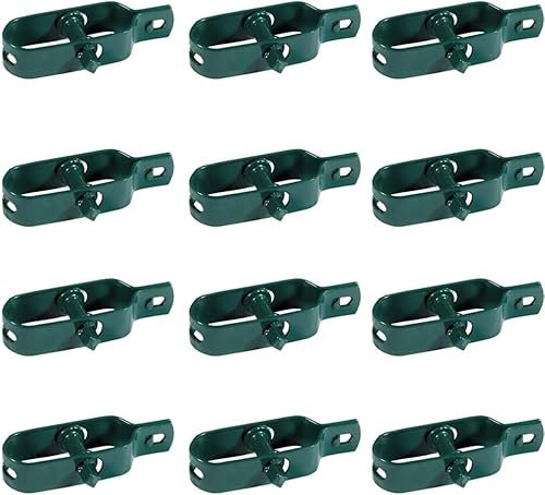 MED – Kit 24x Tiranti Tendifilo in Acciaio Zincato per Recinzioni – Ideali per Filo Tensionato, Rete Metallica, Stendibiancheria e Giardino – Colore Verde – Set da 24 Pezzi (24 PZ)