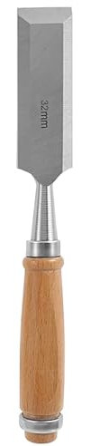 Generico Scalpello in Legno da 32mm con Lama Piatta in Acciaio Cromato di Alta Qualità per Lavori di Falegnameria e Intaglio