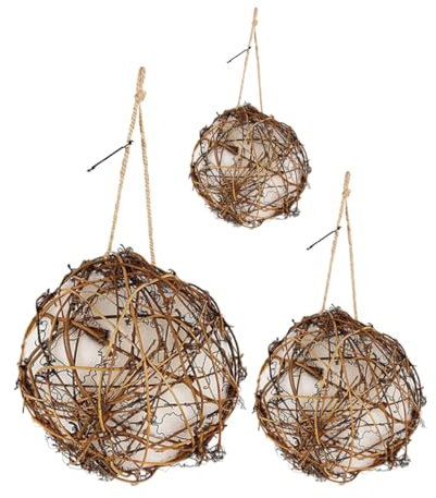 BESPORTBLE 3stücke DIY-nistmaterial Für Vögel Kugel-nistkästen Nachfüllbare Bälle Halter Für Vogelnistmaterial Niststation Für Garten Vogelnistzubehör Zum Aufhängen