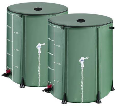 2 barili per pioggia pieghevoli da 53 galloni con cerniera, 200 l di raccolta dell'acqua piovana pieghevole in Oxford 1000D, serbatoio di raccolta dell'acqua piovana portatile, vasca da bagno per