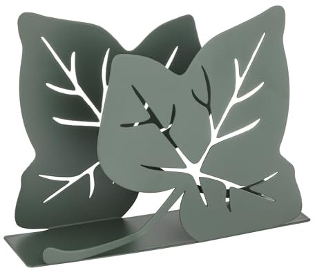 Baroni Home Portatovaglioli in Metallo con Motivo Foglia, Design Moderno per Tavola e Cucina, Linea Edera, 16,5x16,5x8 cm