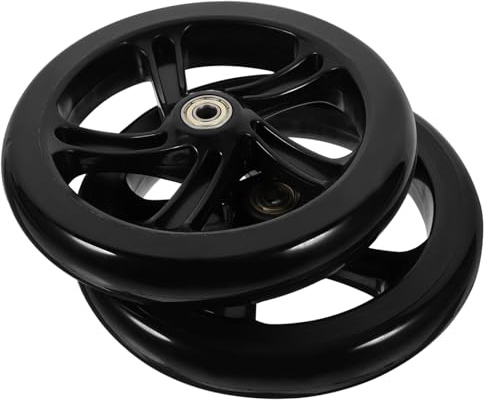 TOPPERFUN Ruedas Macizas para Patinete y Vehículo Eléctrico, Paquete de 2 Piezas Patinete de Poliuretano Negro, Silenciosas y Fáciles de Instalar para Uso en Patinaje y Trucos
