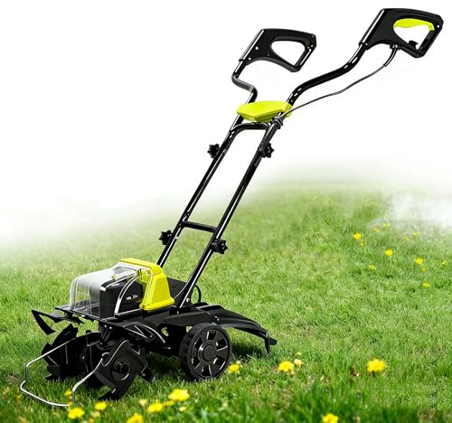 DIUNAOZI Electric Garden Cultivator,Cordless Electric Tiller, 14-Inch Working Width 7-Inch Working Depthwith, Safety Dual On/Off Switch for Orchard Vegetable Patch Yard