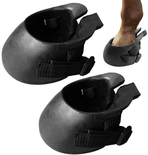1 Pair Horse Hoof Boots for Horses, Rubber Protective Hoof Boots for Wound Management, Laminitis, Abscess, Horse Tack, M