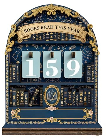 Wooden Books Read This Year Tracker, Decorative Reading Challenge Counter Sign & Progress Tracker, Book Counter Decor, Book Tracker, Book Lover Gift for Women, Reader & Writer, Reading Accessories
