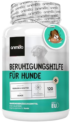 Calming Aid For Dogs With Ashwagandha Root Powder Extract - 120 Calming Tablets for Dogs - Chicken Flavour Dog Calming Tablets - Vit B1 & Passion Flower - Dog Calming Product for Difficult Situations