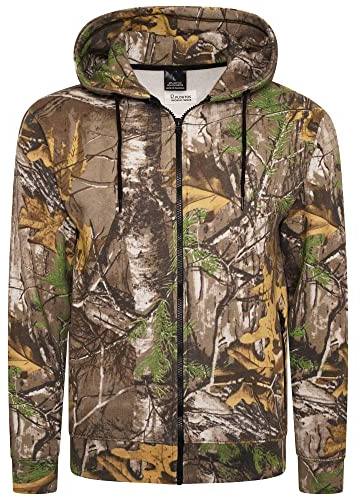 YCC® Mens Forest Camouflage Tracksuit Full Zip Hoodie Top | Adult Military Combat Army Camo Fleece Hooded Jacket Sweatshirt (M, Camouflage ZIP Up Hoodie)