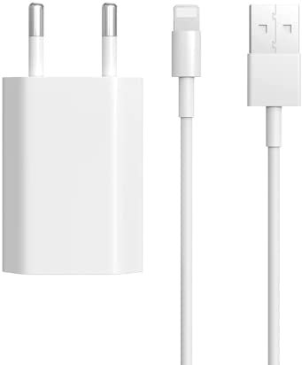 Newding Cargador para Phone SE 2020, 6, 5, 5S, 7 y 8, Pack de Cargador USB 5W y Cable 1.5M, Adaptador de Corriente Enchufe de Pared Compatible con Phone XR XS X
