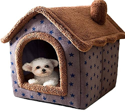 Waigg Kii Hundehaus, Haustierzelt, Hundehöhle, Bett für Katzen, warmes Haustier, Schlafhaus, Katzenhaus, Hundehütte, Haustiernest, faltbar, für den Innenbereich, Größe L, Braun