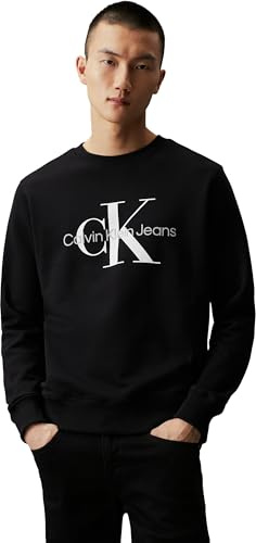 Calvin Klein Uomo Felpa Core Monologo Senza Cappuccio, Nero (CK Black), M