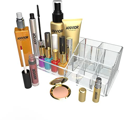 Make-Up Organizer – multifunktional – 9 Fächer – Acryl transparent – Make Up I Kosmetik I Schmuck I Accessoires I Bad I Kosmetik Organizer I Badezimmer Organizer I Bad Organizer I Küchenorganizer