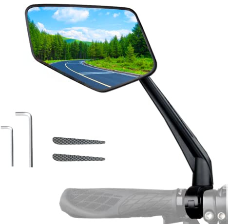 Miroir de vélo, miroir x large, bras de miroir étendu, miroir HD à l'épreuve des explosions, miroir de vélo de montagne pivotant réglable (noir à gauche)