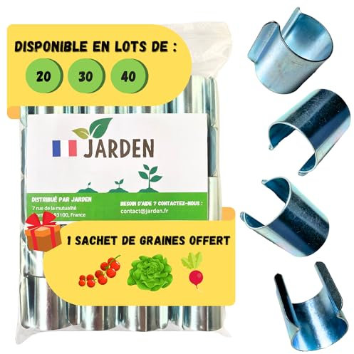 JARDEN© Set mit 40 Gewächshaus Klammern 25mm - Verzinkte Clips für Gewächshäuser - Metallklammern für Folien, Zubehör Gewächshaus - Sturmsichere Befestigung