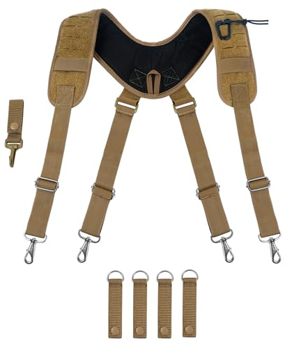 MELOTOUGH Tirantes tácticos de gancho de metal para cinturón militar de trabajo, tirantes de policía, cinturón de aplicación de la ley, Caqui, Regular Size